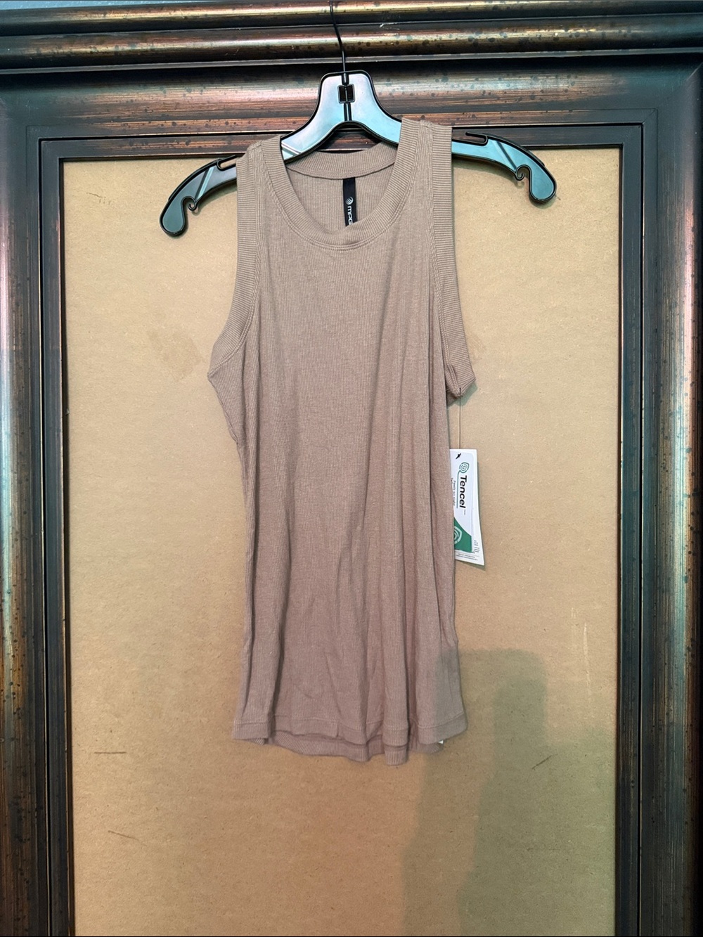 NWT MPG Ribbed Scoop Neck Tank Top in Taupe
